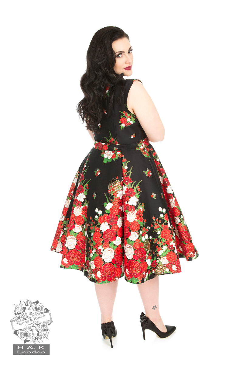 Black Floral Shirtwaist Dress